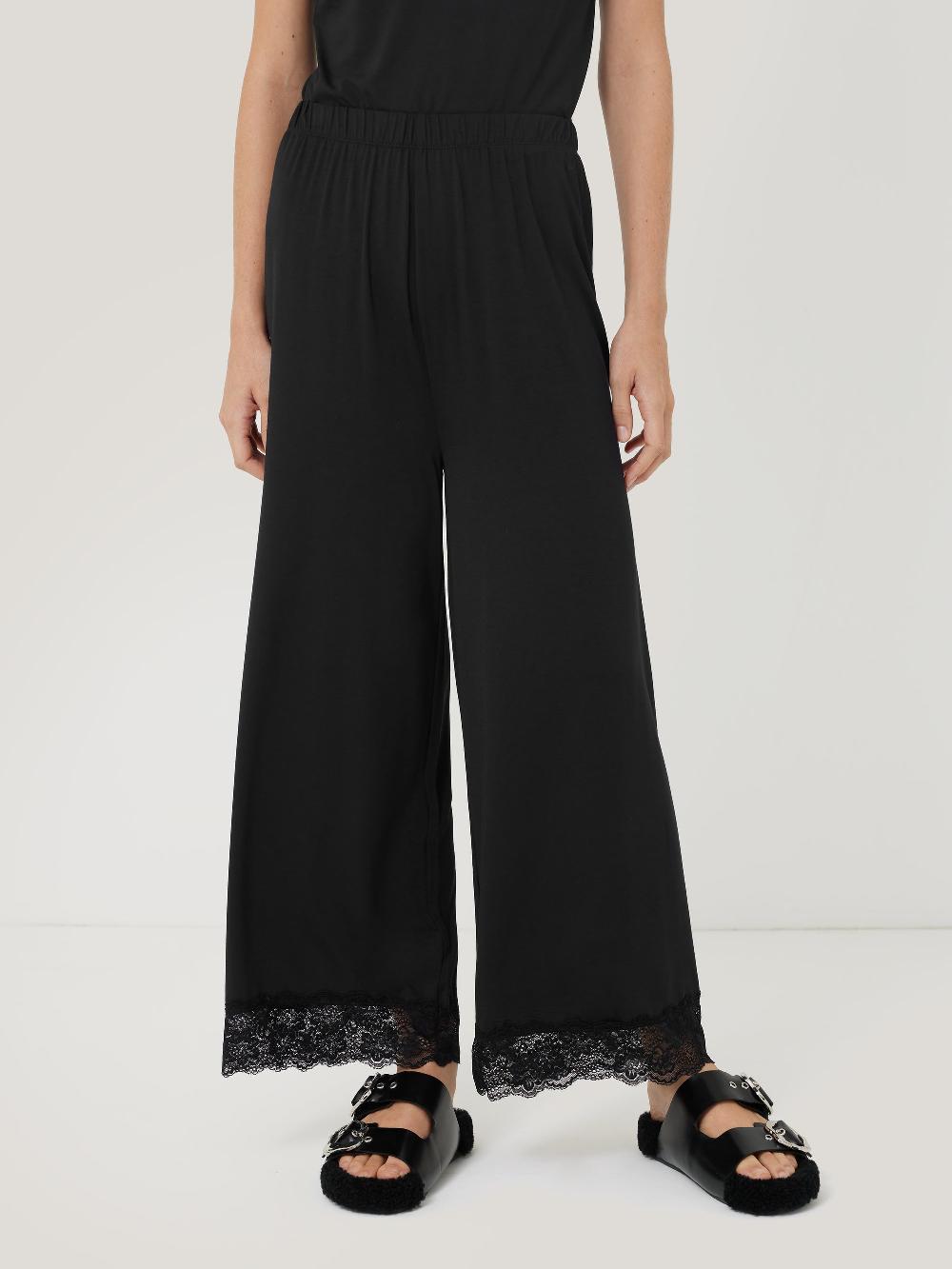 jigsaw Modal Lace Pyjama Trouser Black
