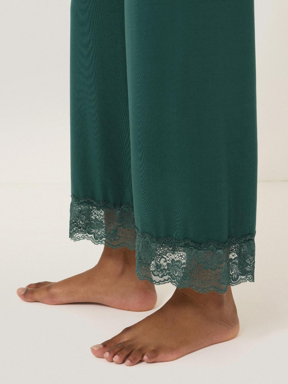 Jigsaw Modal Lace Pyjama Trouser Green