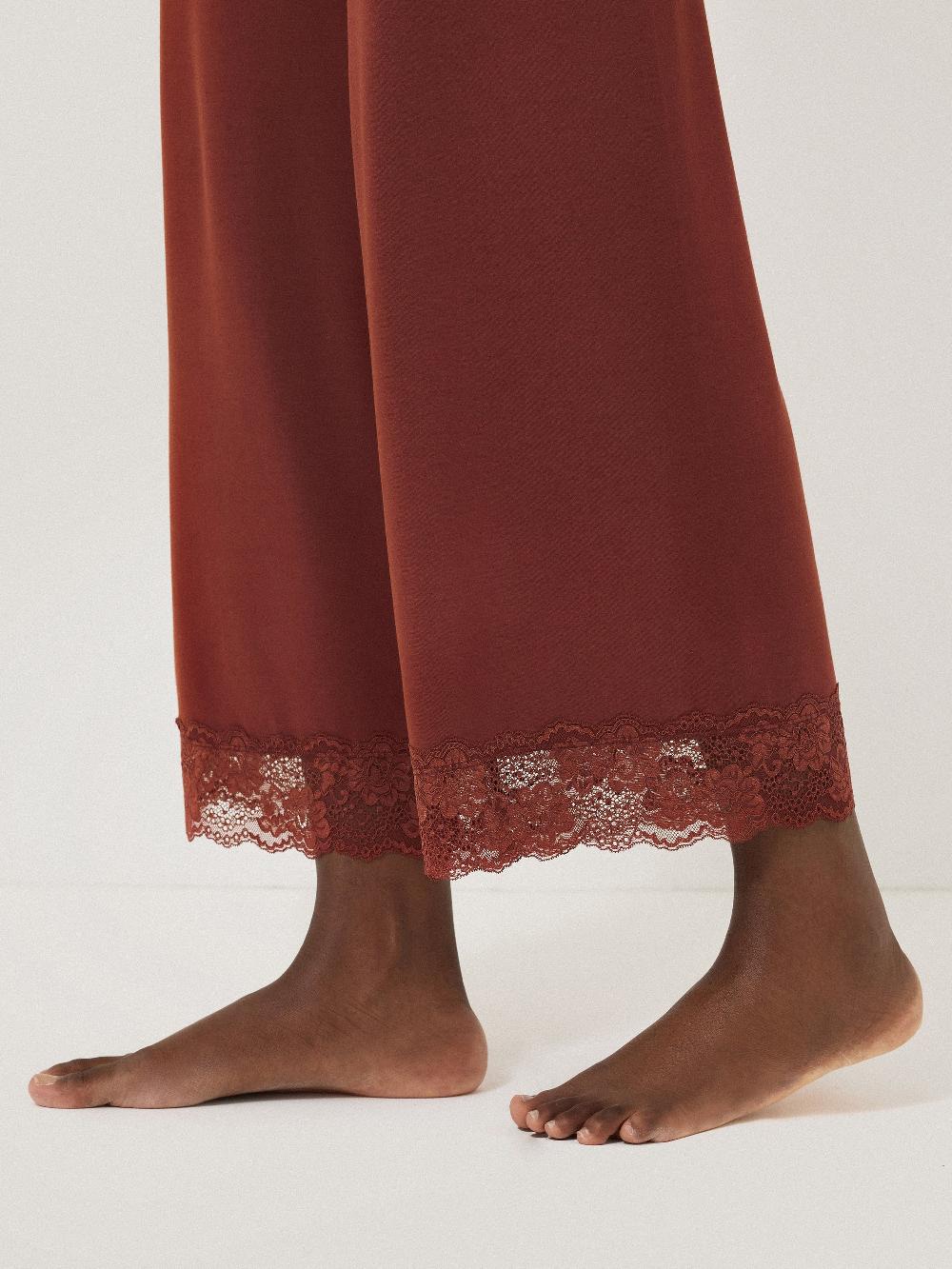 Jigsaw Modal Lace Trousers RED