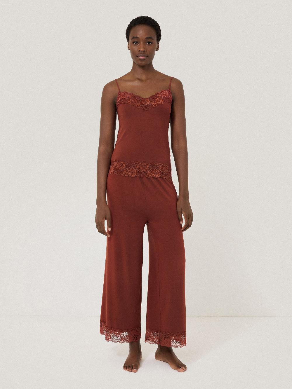 Jigsaw Modal Lace Trousers RED