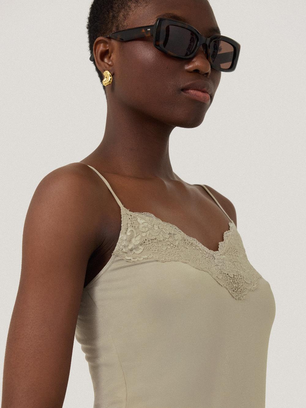 Jigsaw Modal Lace Vest Ash Grey