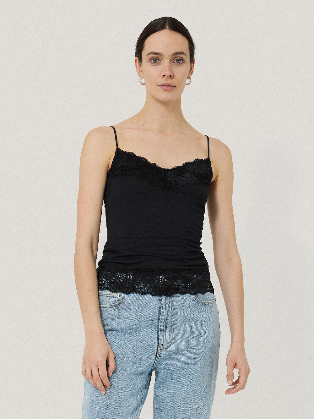 jigsaw Modal Lace Vest Black