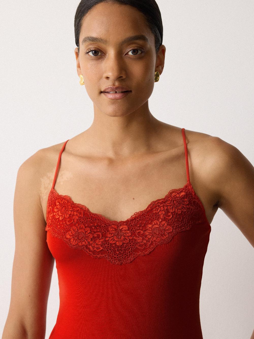 Jigsaw Modal Lace Vest Cayenne