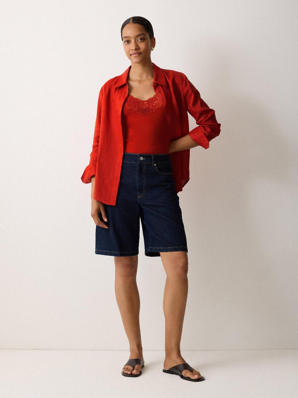 jigsaw Modal Lace Vest Cayenne