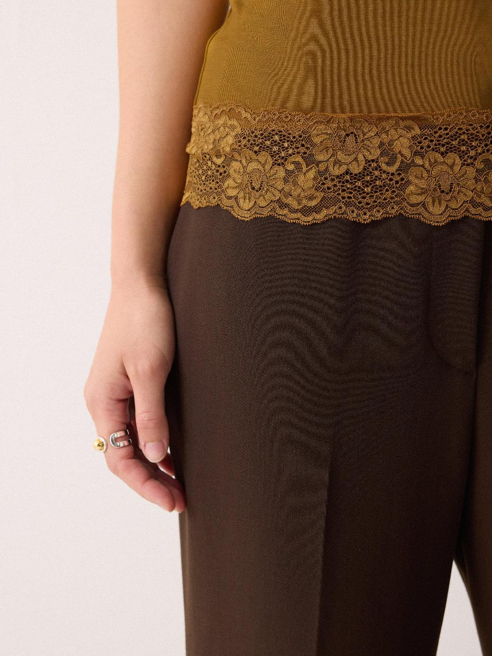 Jigsaw Modal Lace Vest Golden Ochre