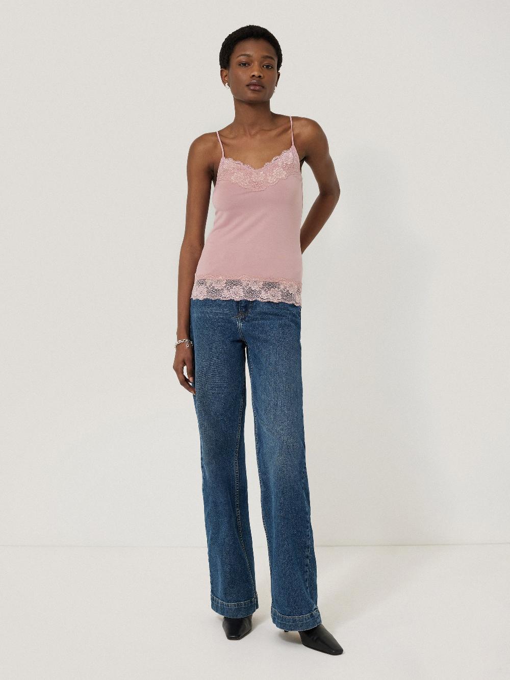 Jigsaw Modal Lace Vest Haze Pink