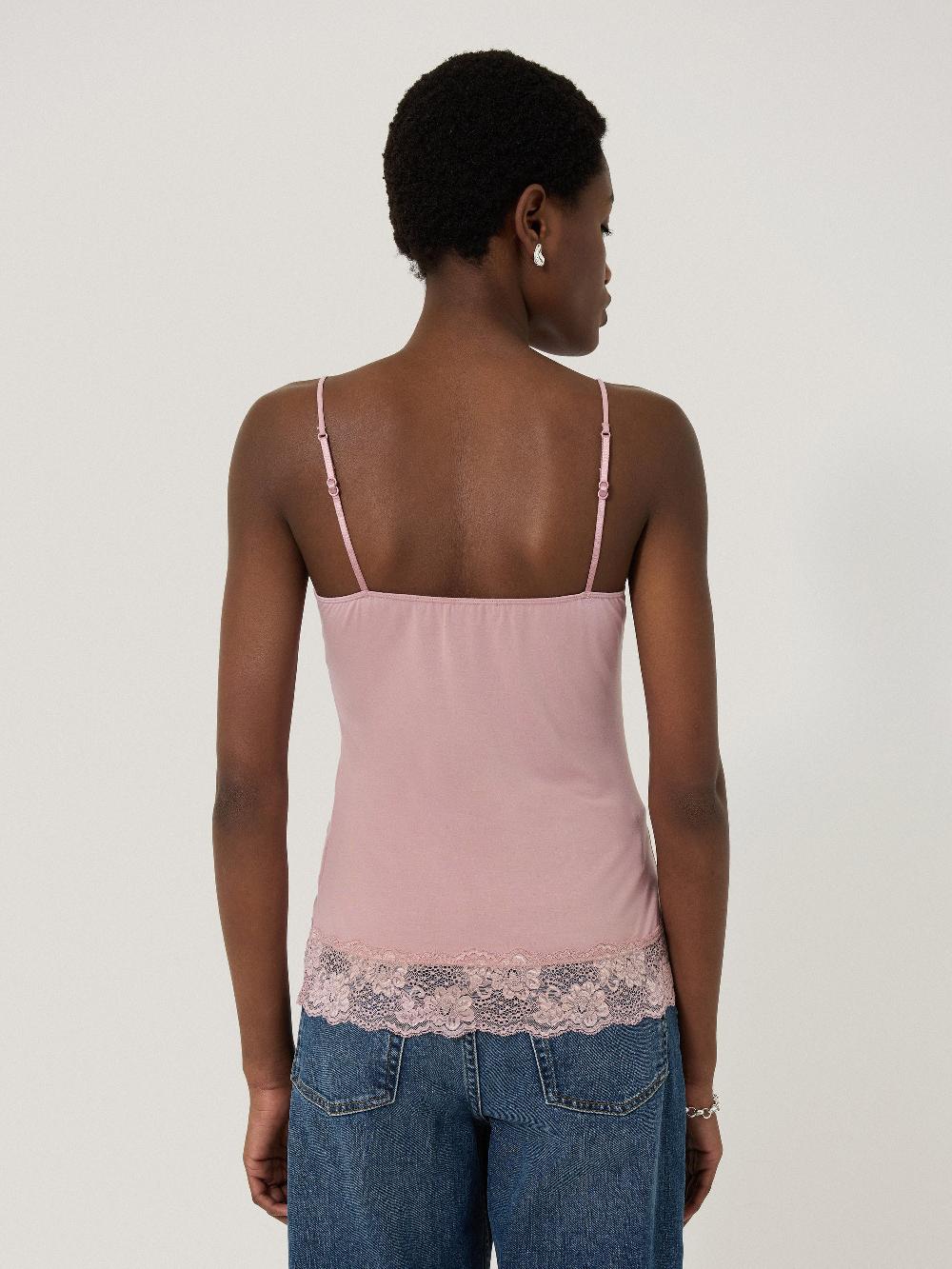 Jigsaw Modal Lace Vest Haze Pink