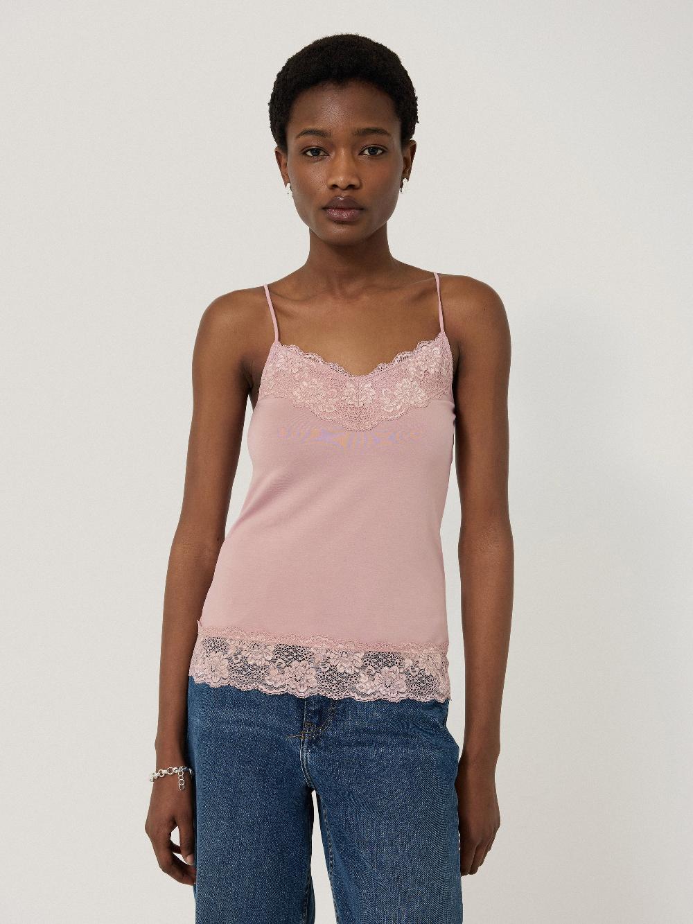 jigsaw Modal Lace Vest Haze Pink