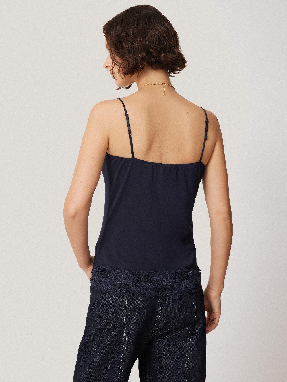 Jigsaw Modal Lace Vest Navy