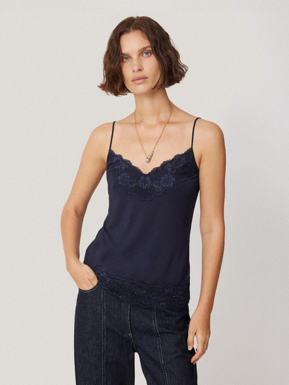 jigsaw Modal Lace Vest Navy