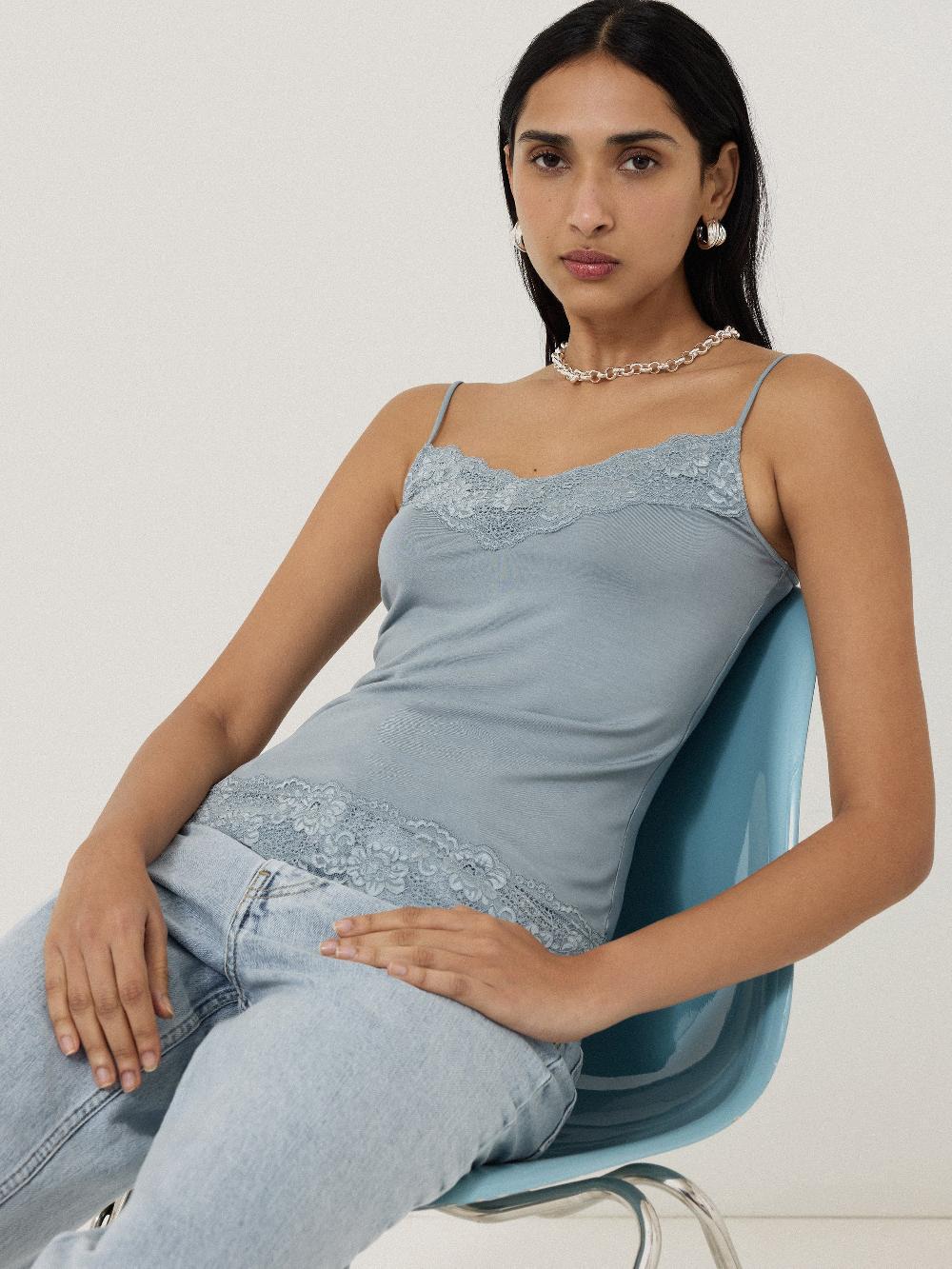 Jigsaw Modal Lace Vest Summer Rain