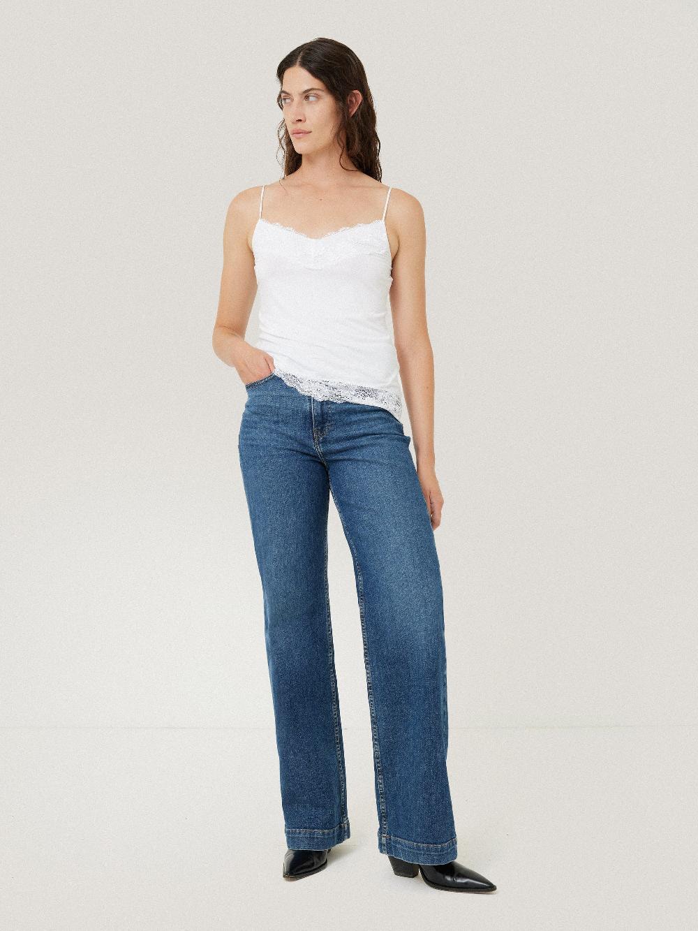 Jigsaw Modal Lace Vest White