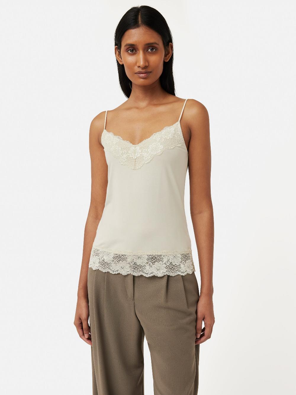 jigsaw Modal Lace Vest White Sand