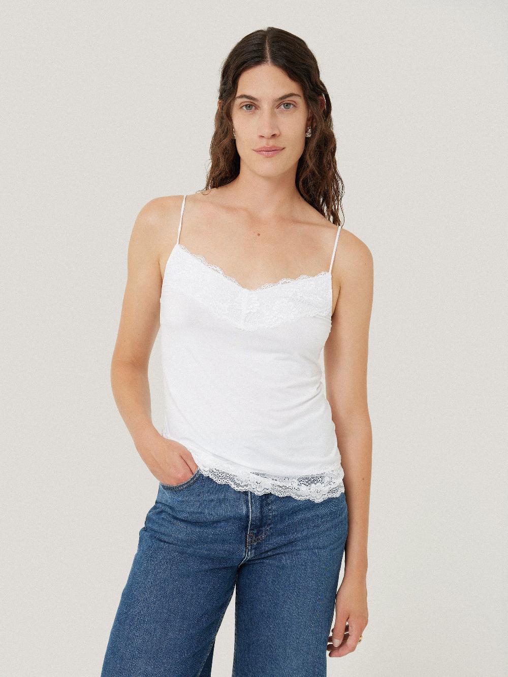 jigsaw Modal Lace Vest White