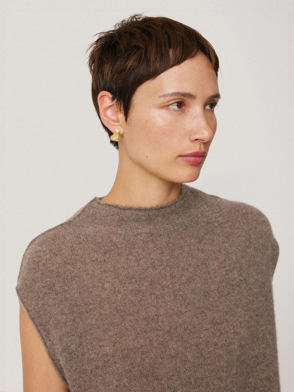 Jigsaw Molten Stud Earring Gold