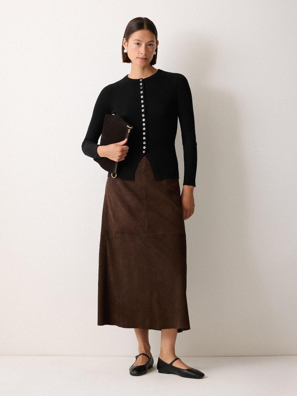 Jigsaw Multi Button Rib Knit Cardigan Black