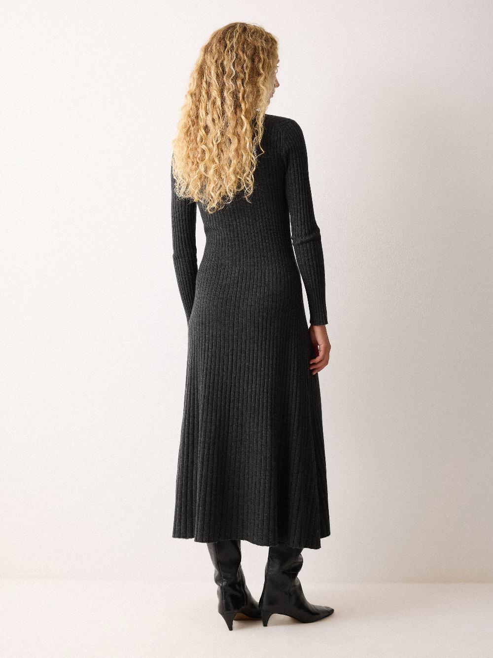 Jigsaw Multi Button Rib Knit Dress Charcoal