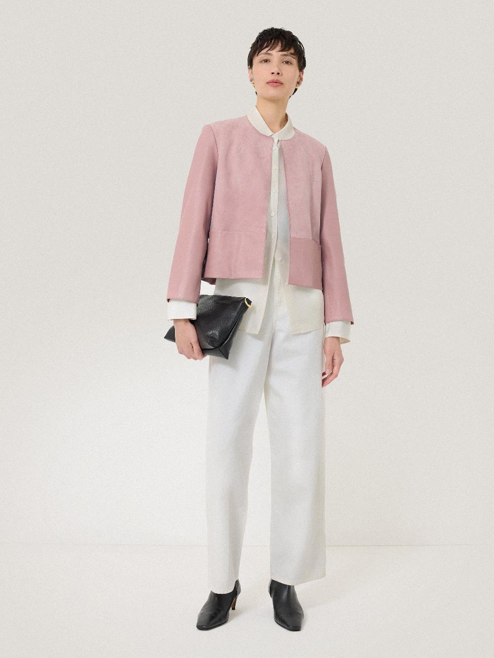 Jigsaw Nakoa Leather Mix Jacket Pink