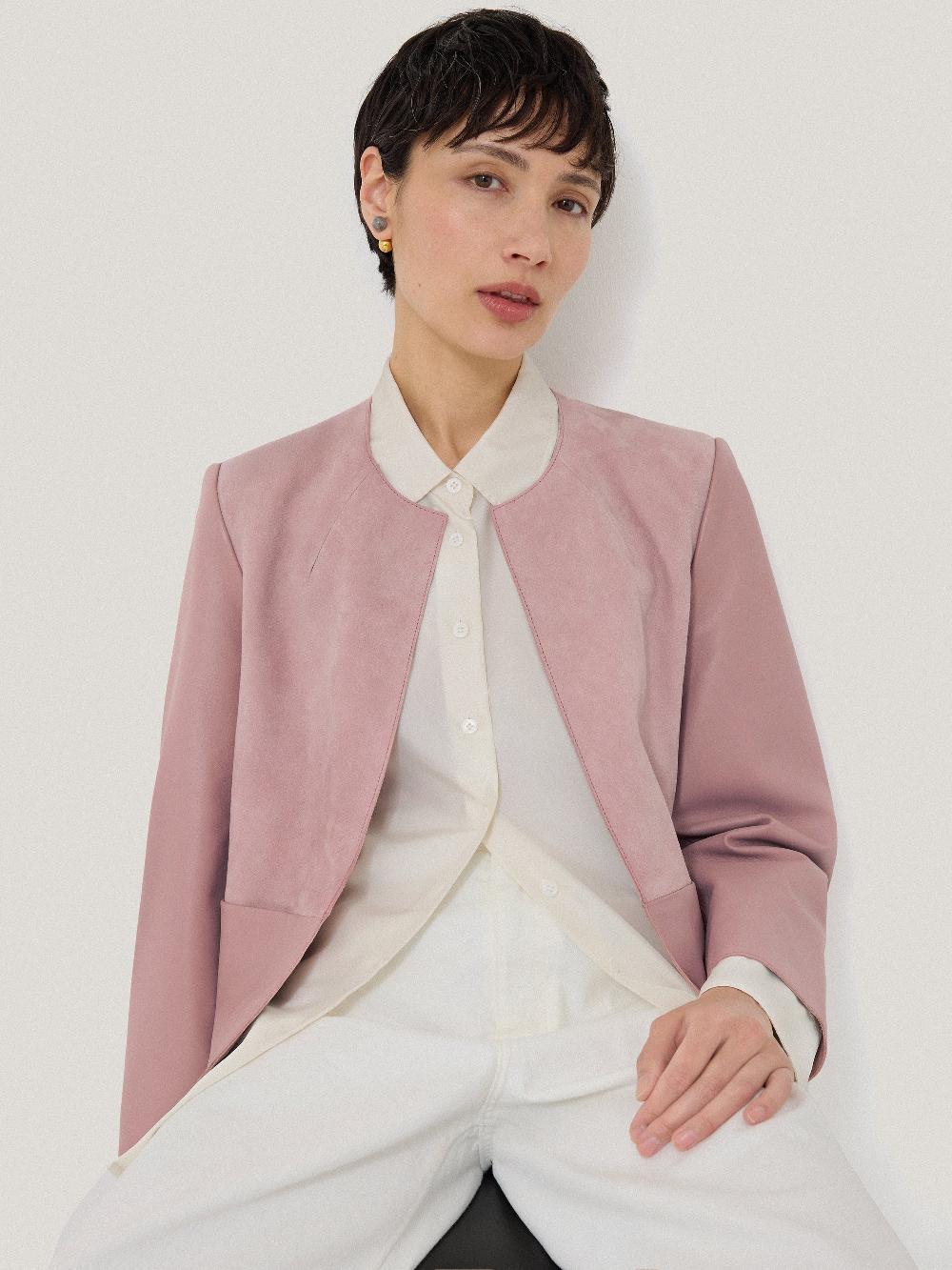 jigsaw Nakoa Leather Mix Jacket Pink