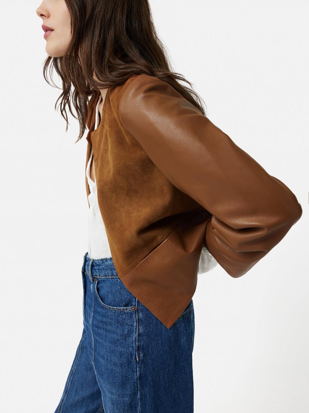 Jigsaw Nakoa Leather Mix Jacket Tan