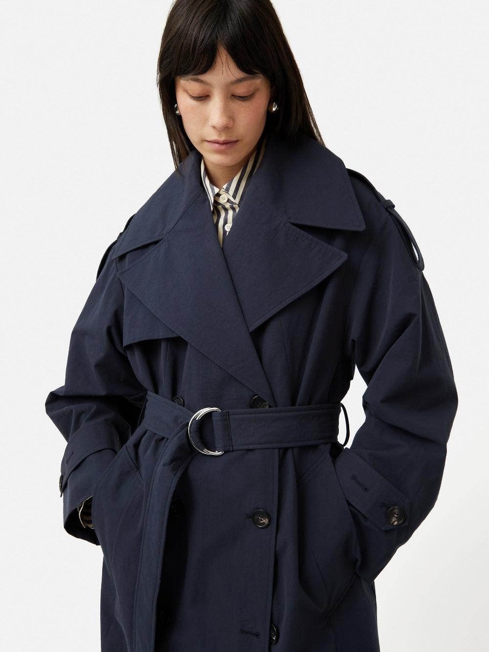 Jigsaw Nelson Cotton Trench Coat Blue