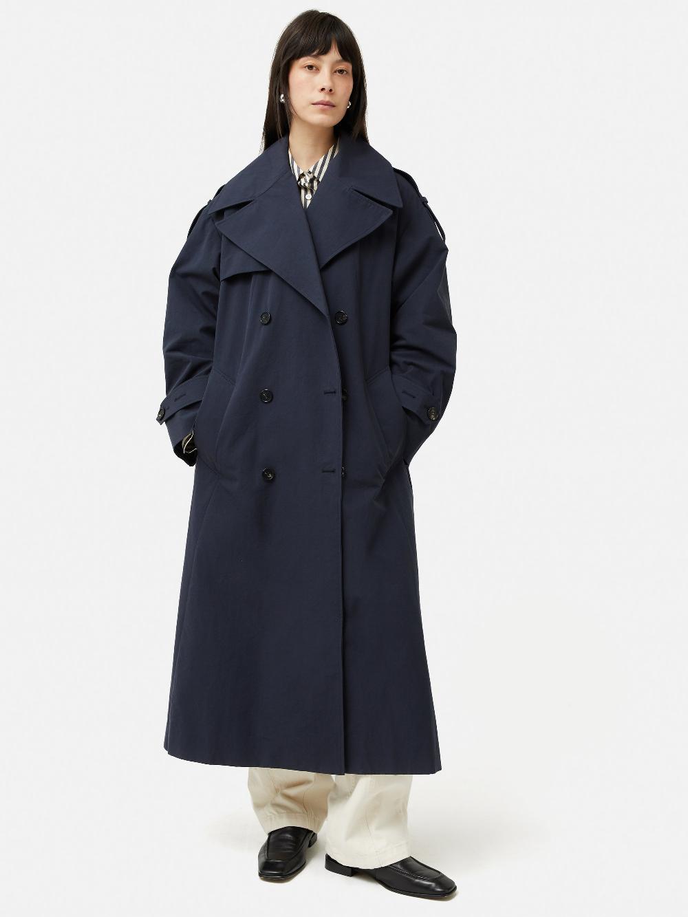 Jigsaw Nelson Cotton Trench Coat Blue