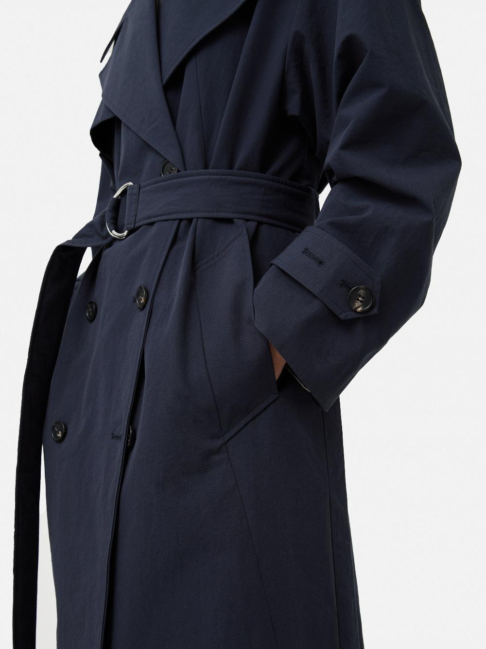 Jigsaw Nelson Cotton Trench Coat Blue