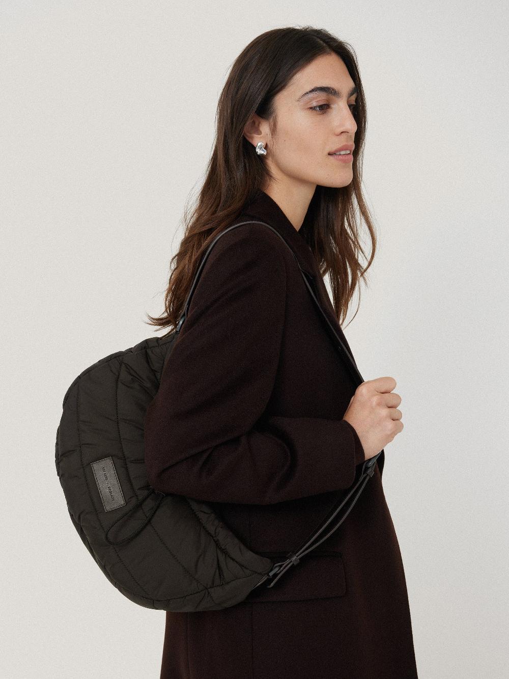 Jigsaw Nylon Drawstring Crossbody Chocolate