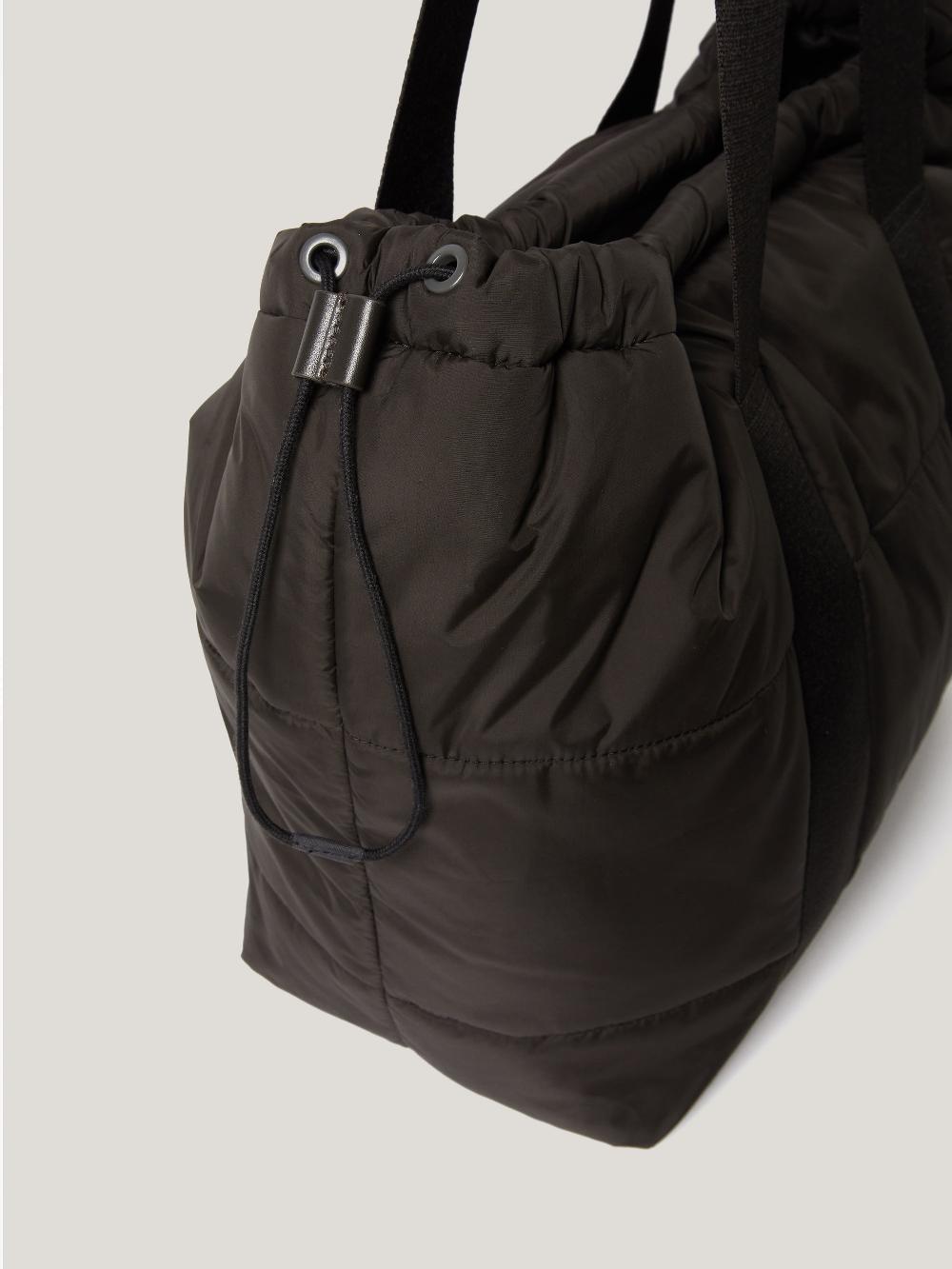 Jigsaw Nylon Quilted Drawstring Tote Chocolate