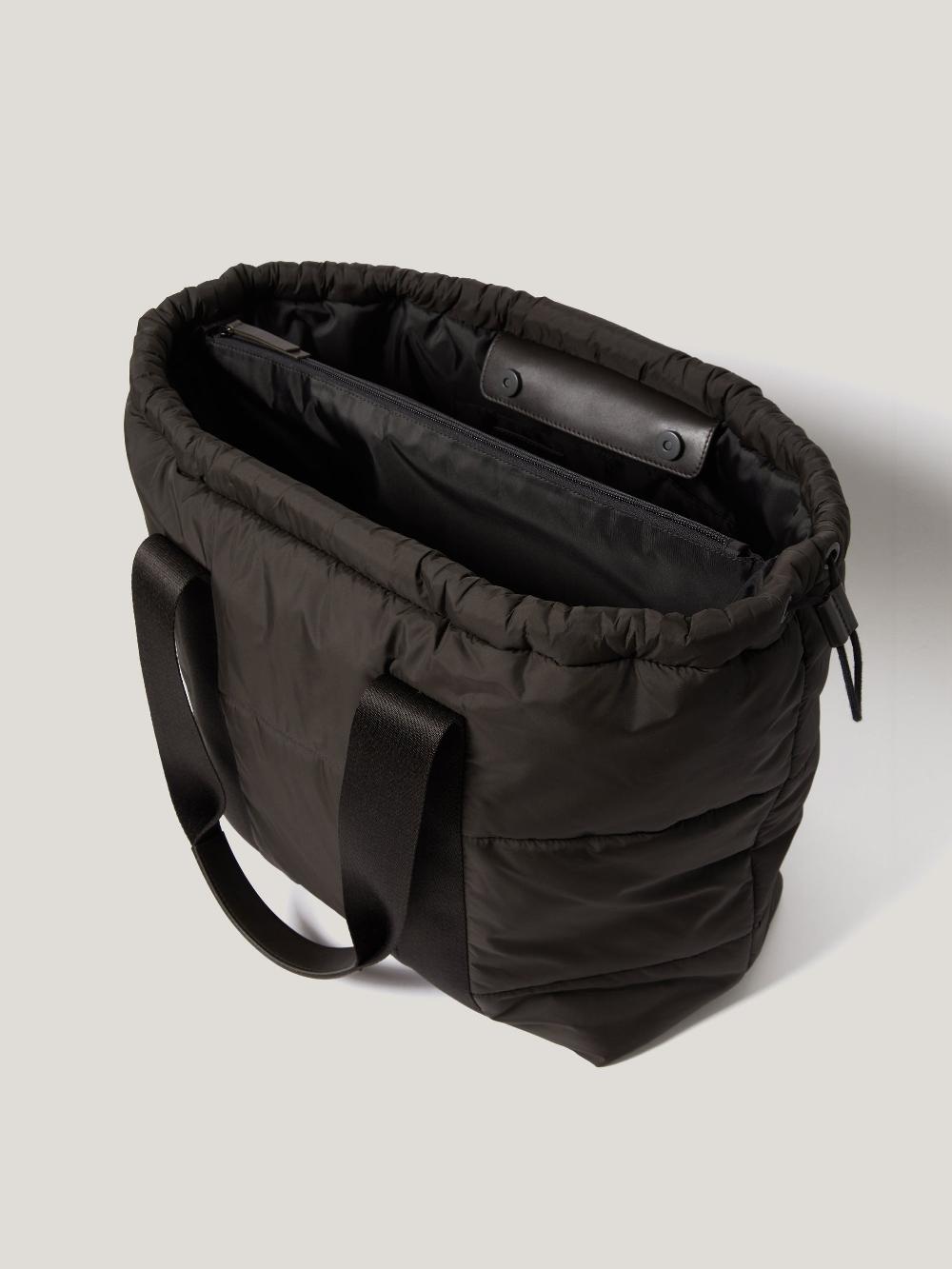 Jigsaw Nylon Quilted Drawstring Tote Chocolate