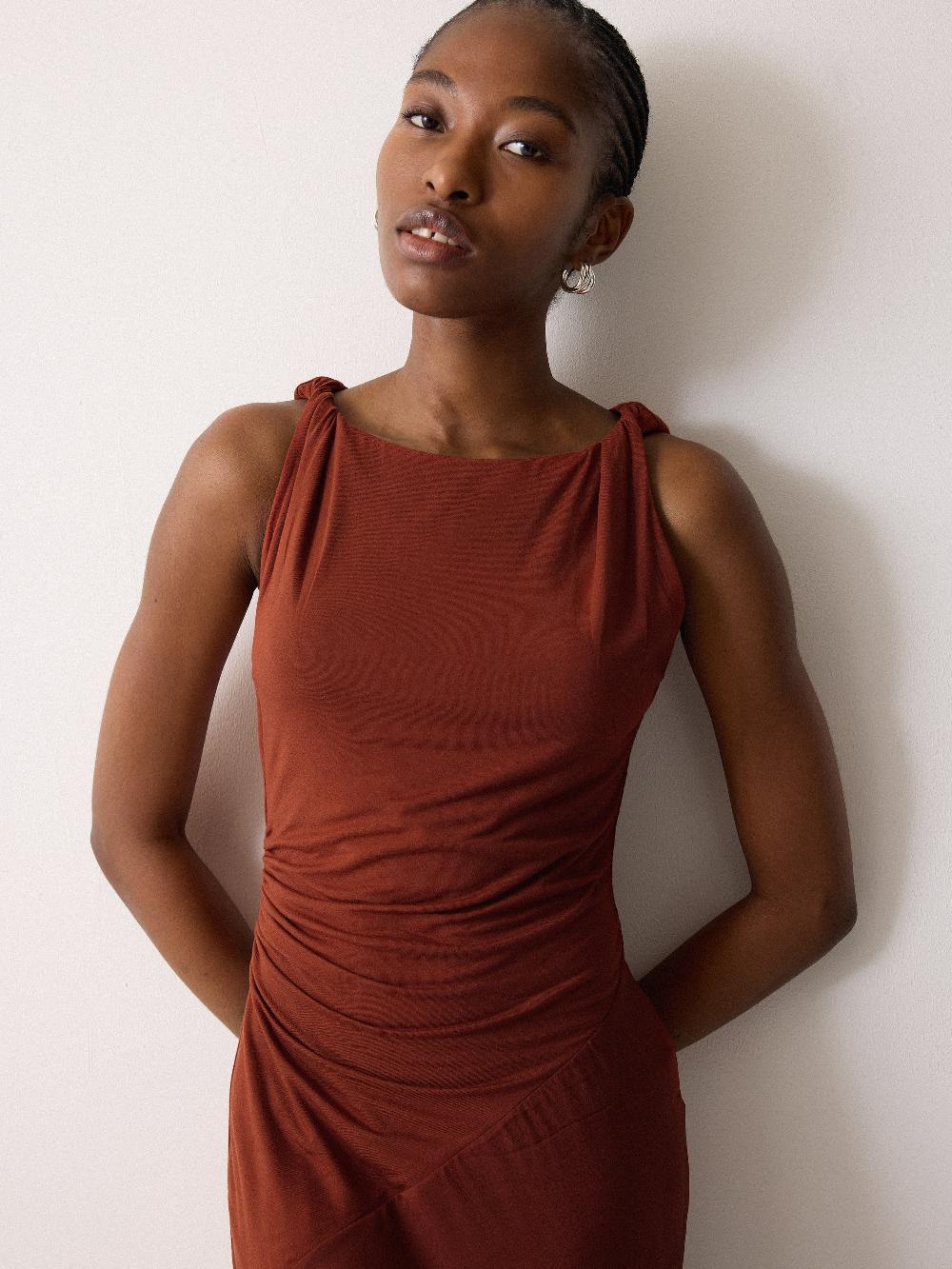 Jigsaw Ombre Dip-Dye Dress Brown