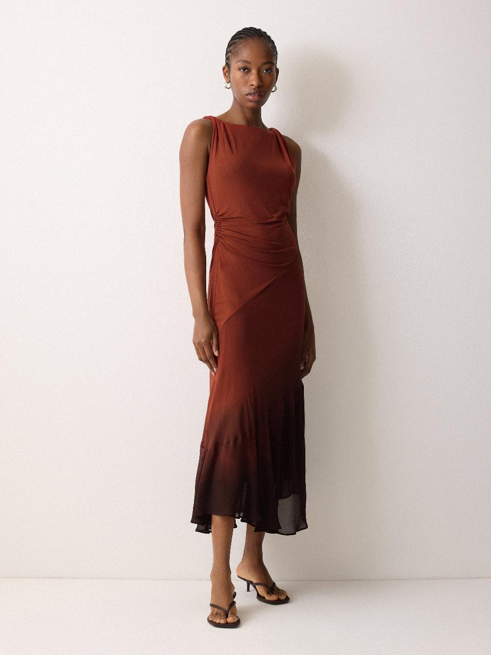 Jigsaw Ombre Dip-Dye Dress Brown