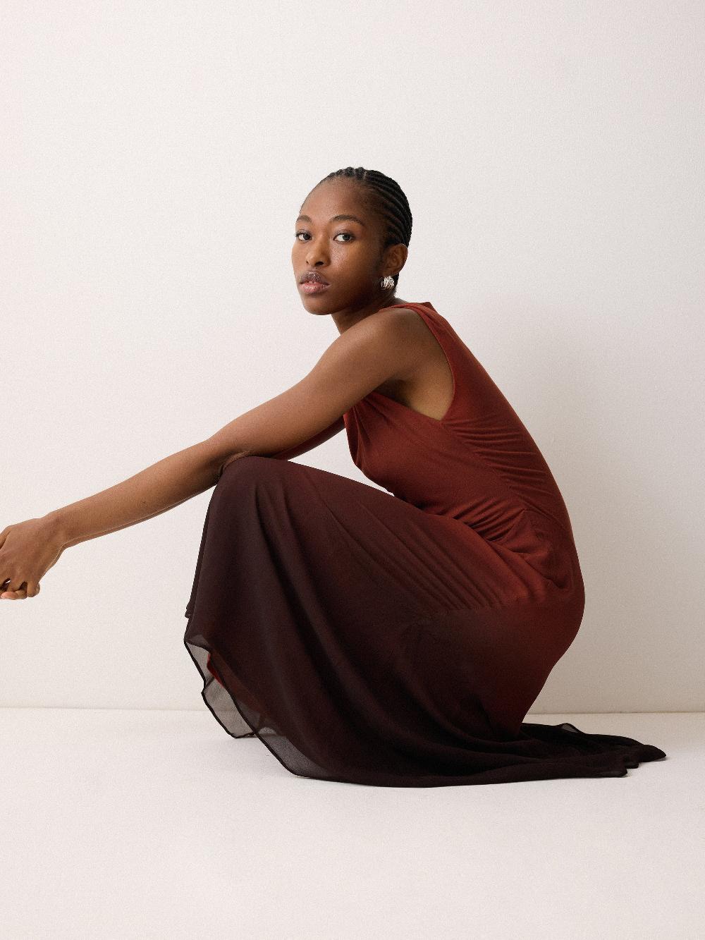 jigsaw Ombre Dip-Dye Dress Brown