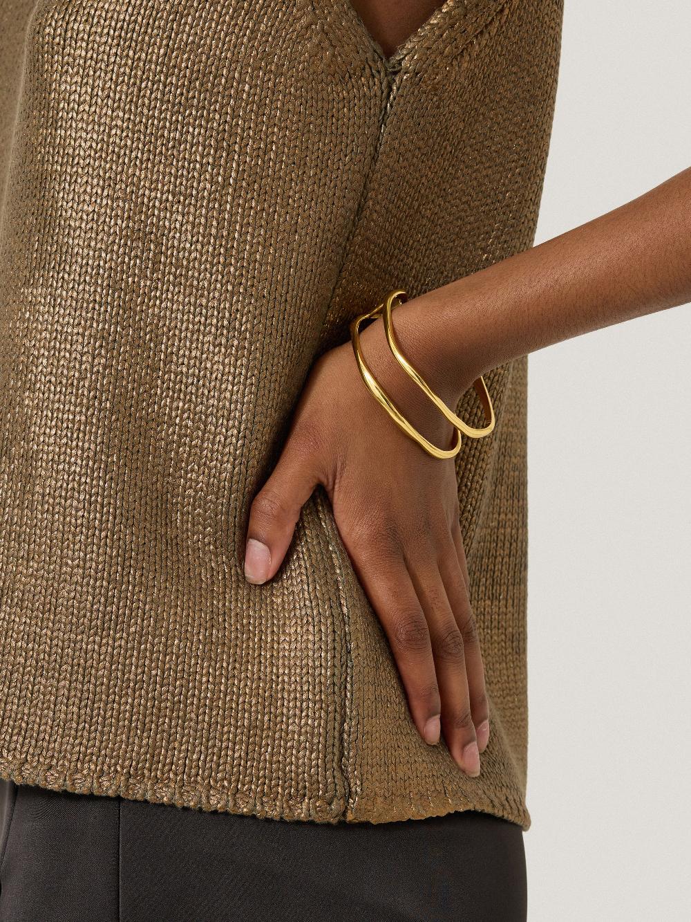 Jigsaw Organic Wave Bangle Gold