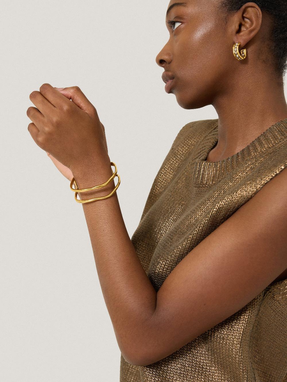 jigsaw Organic Wave Bangle Gold