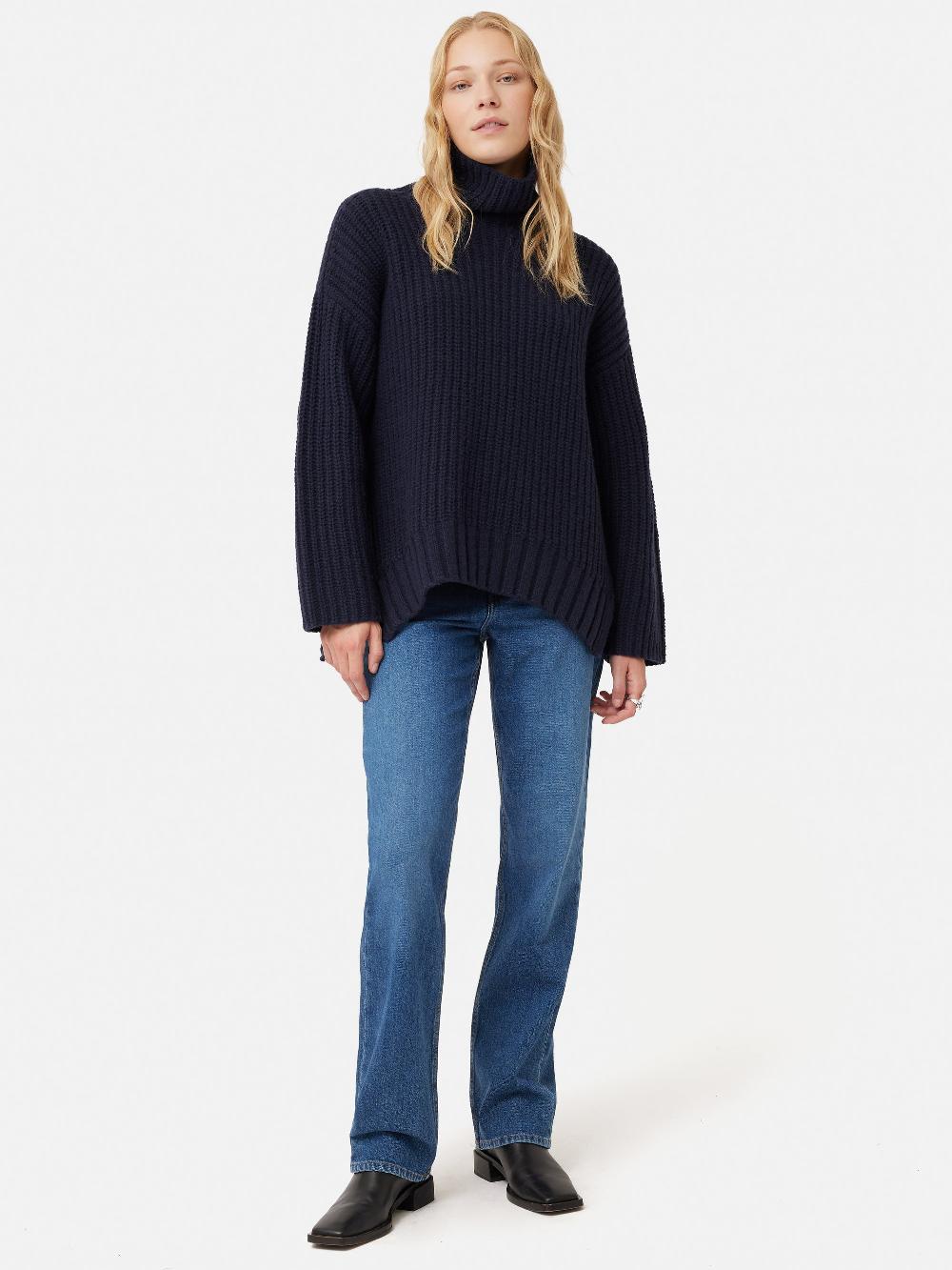 jigsaw Orkney Oversize Rib Jumper Navy