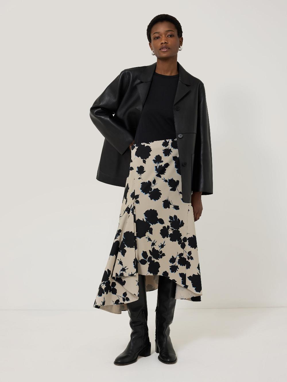 Jigsaw Outline Rose Cotton Skirt Neutral