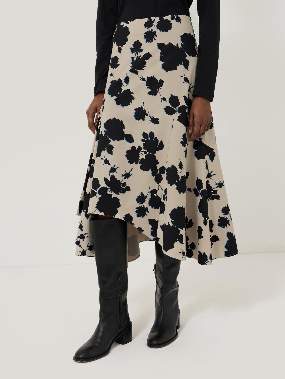 Jigsaw Outline Rose Cotton Skirt Neutral