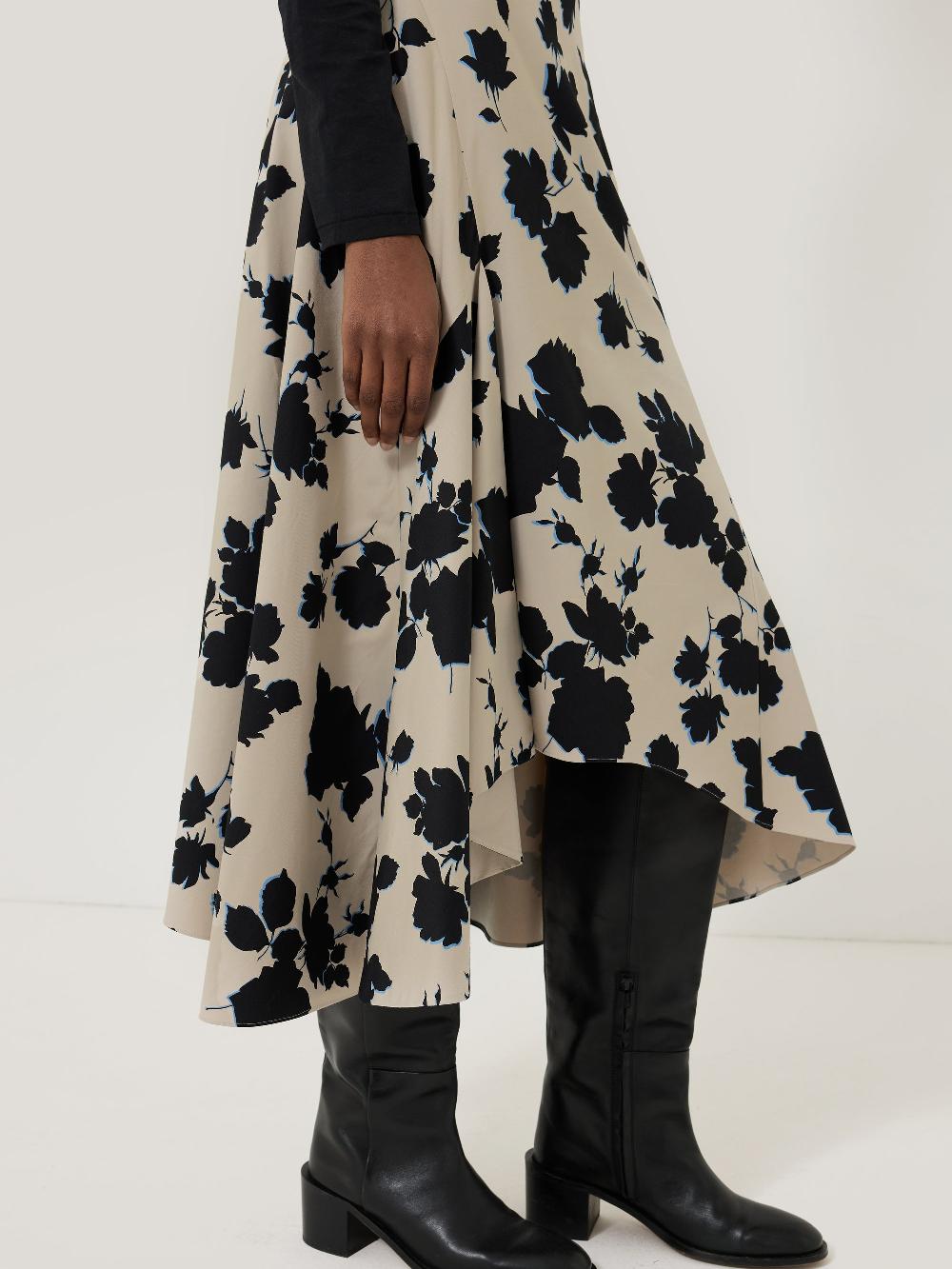 Jigsaw Outline Rose Cotton Skirt Neutral