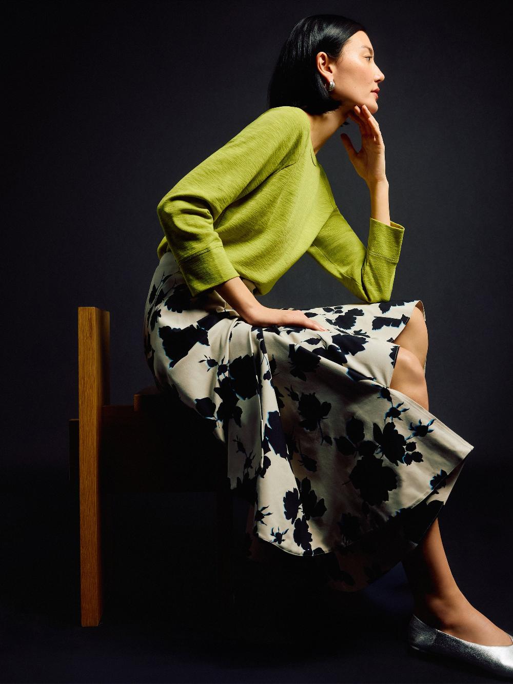 jigsaw Outline Rose Cotton Skirt Neutral