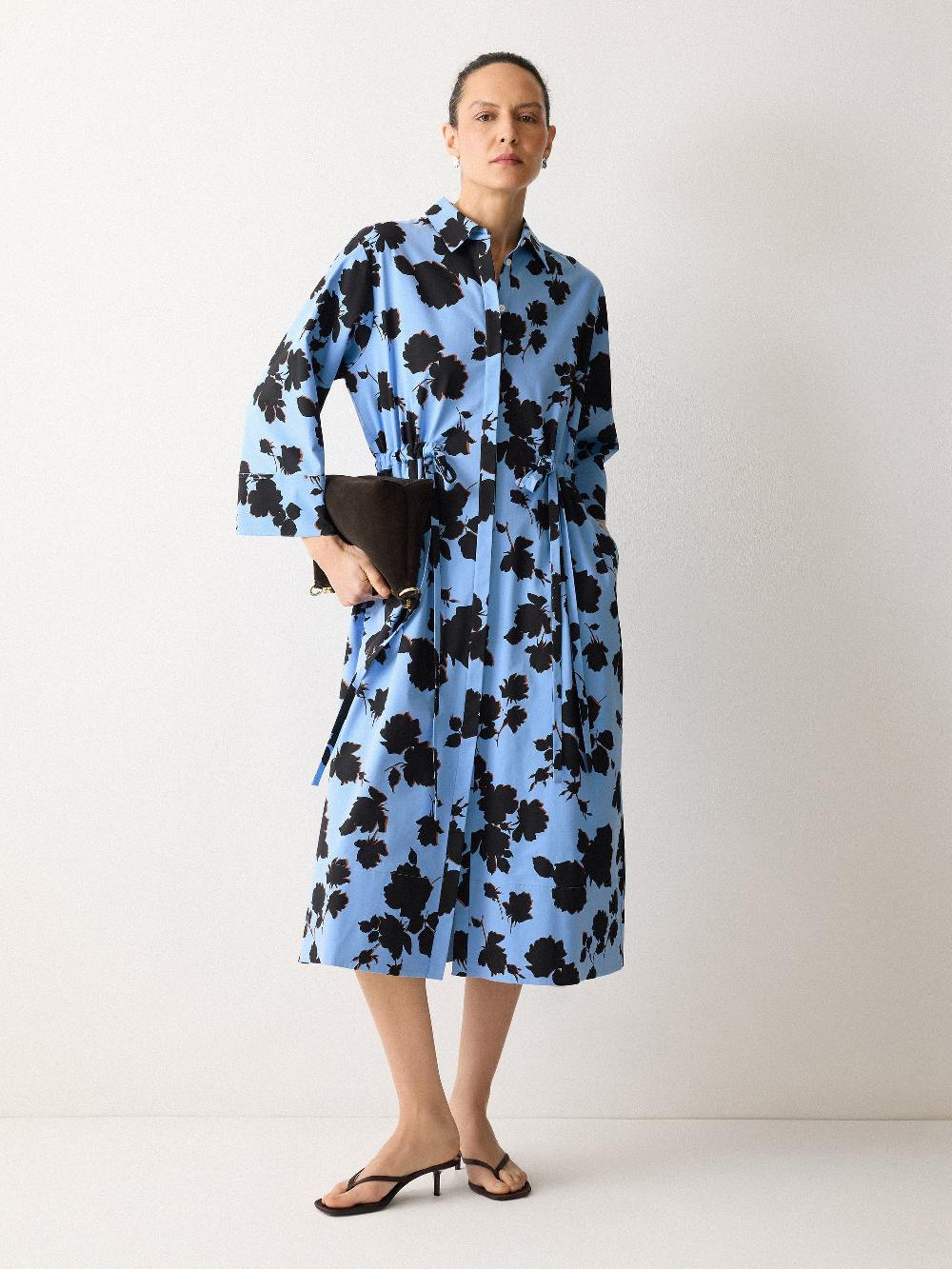 Jigsaw Outline Rose Shirt Dress Blue
