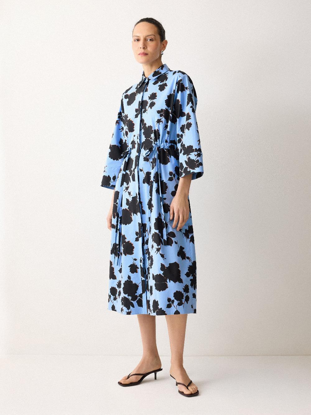 Jigsaw Outline Rose Shirt Dress Blue