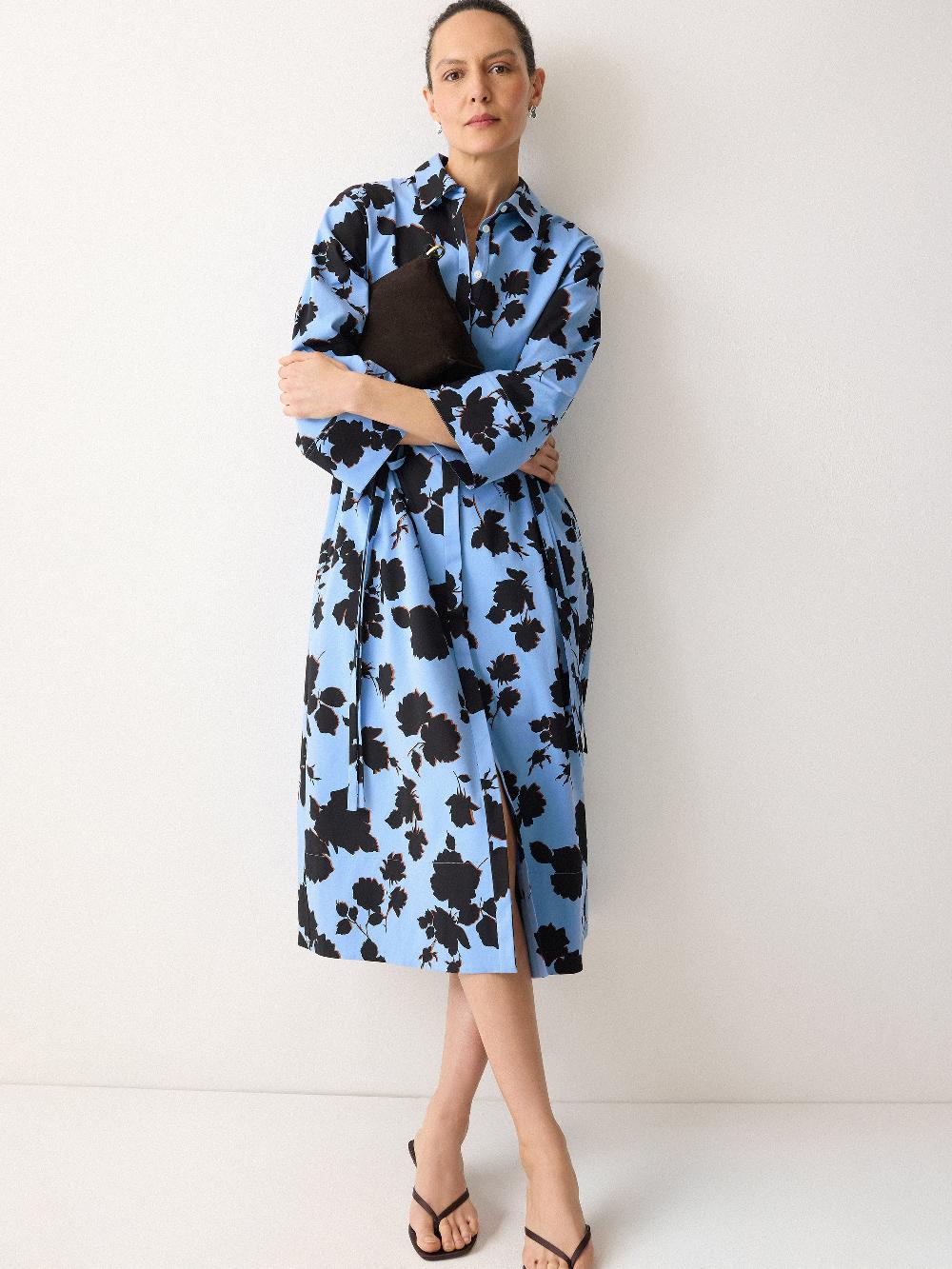 jigsaw Outline Rose Shirt Dress Blue