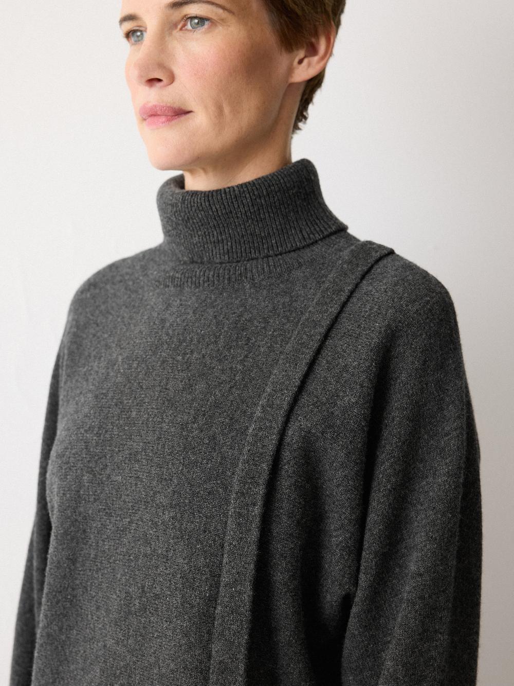 Jigsaw Overlap Seam Detail Jumper Charcoal