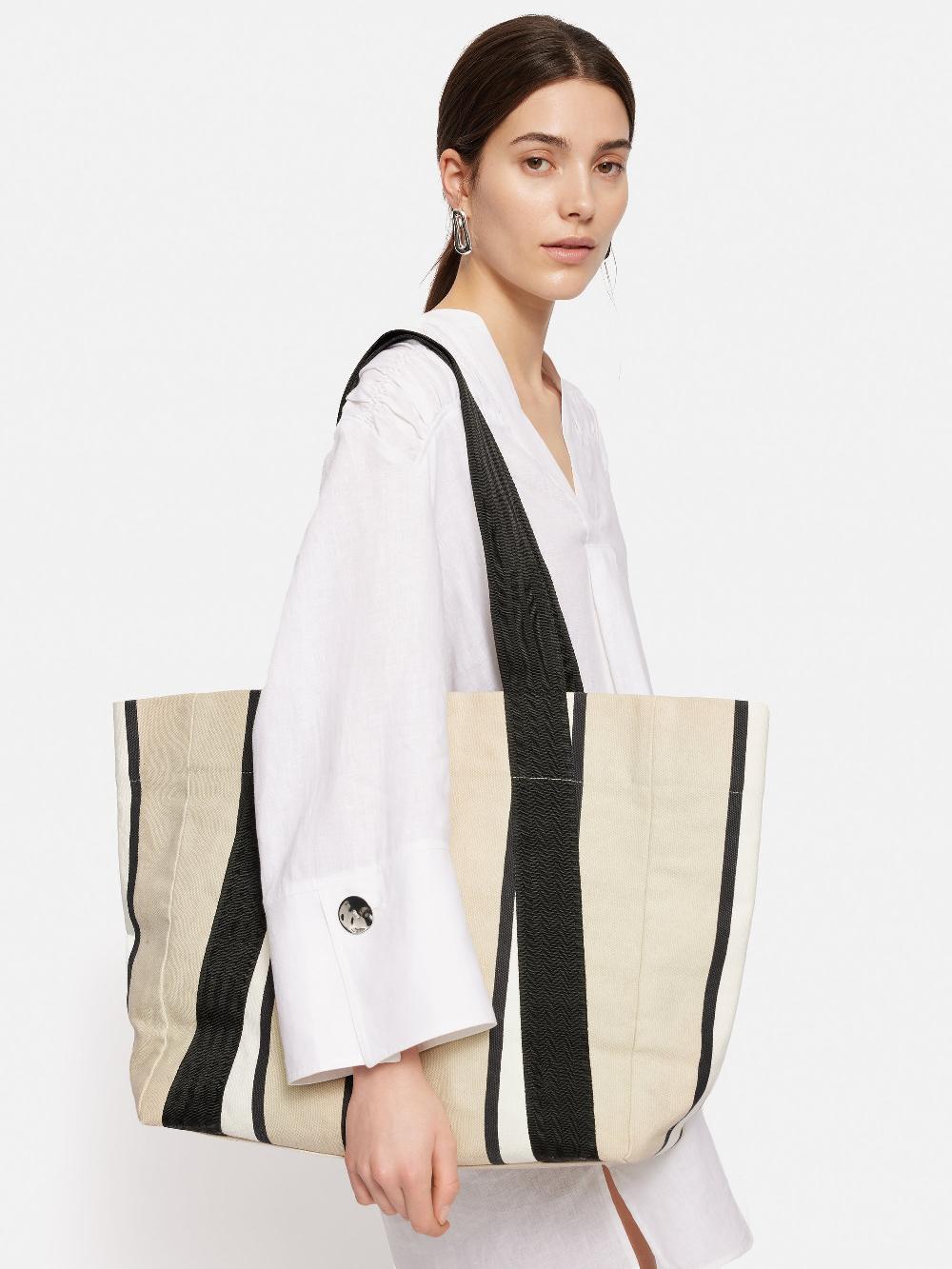 Jigsaw Oversize Striped Canvas Tote Multi