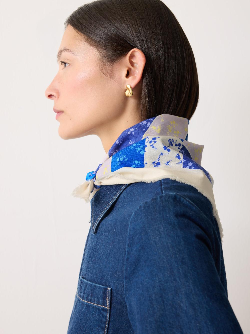 Jigsaw Patchwork Bandana Scarf Blue