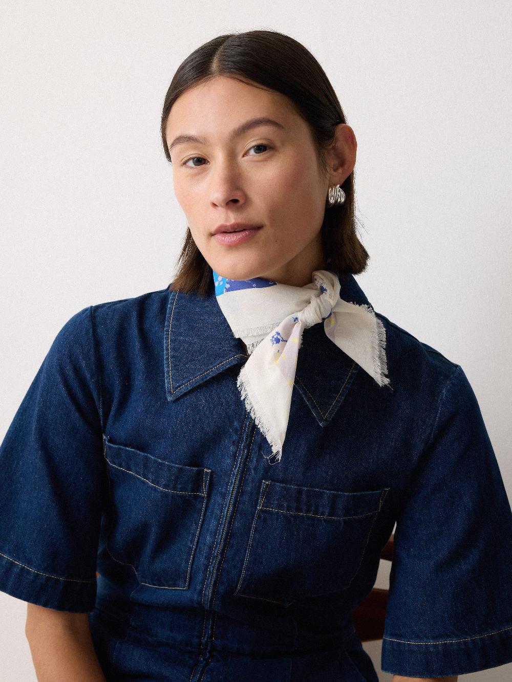 Jigsaw Patchwork Bandana Scarf Blue