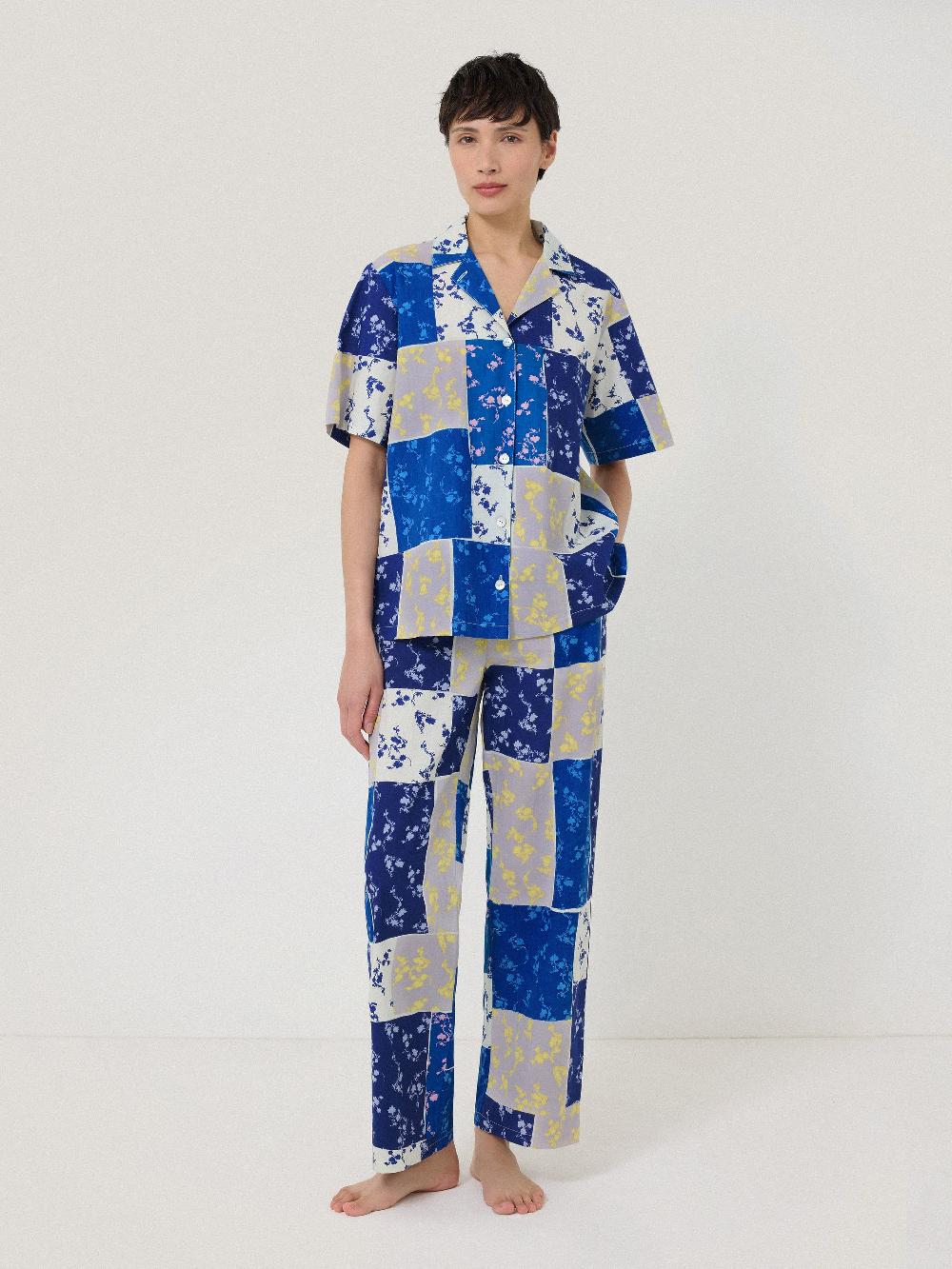 jigsaw Patchwork Short Sleeve Pyjama BLUE