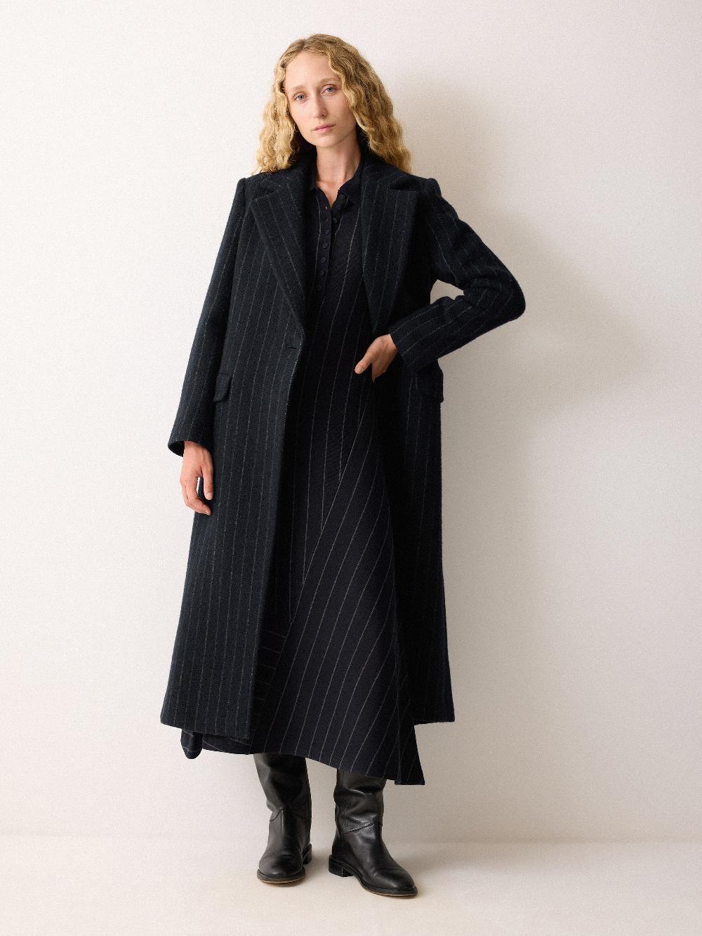 Jigsaw Pinstripe Merino Knit Dress Blue