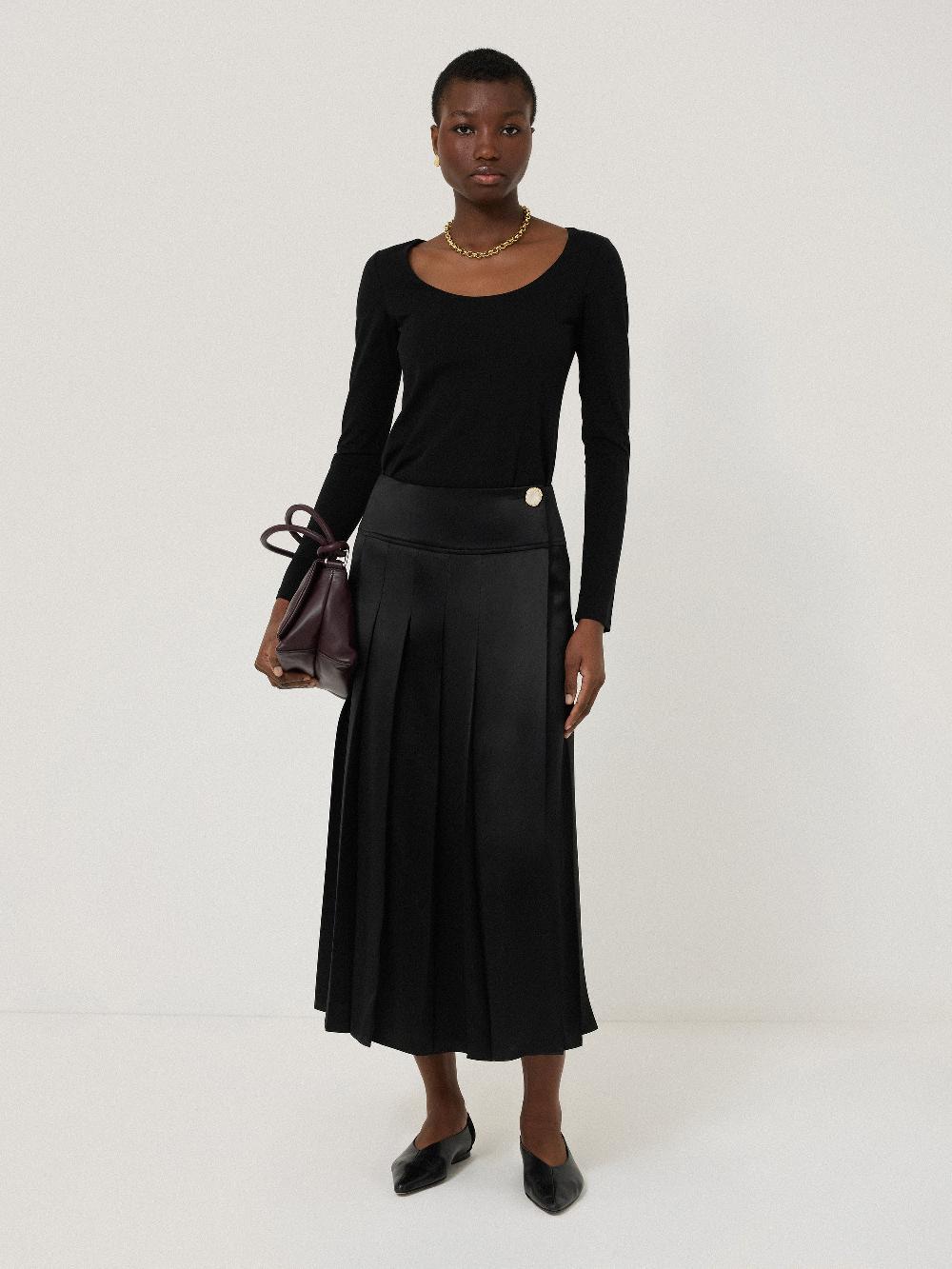 Jigsaw Pleated Midi Skirt Black